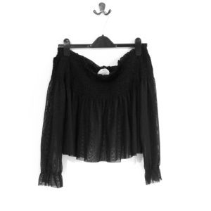 Off the shoulder blouse - black/sheer